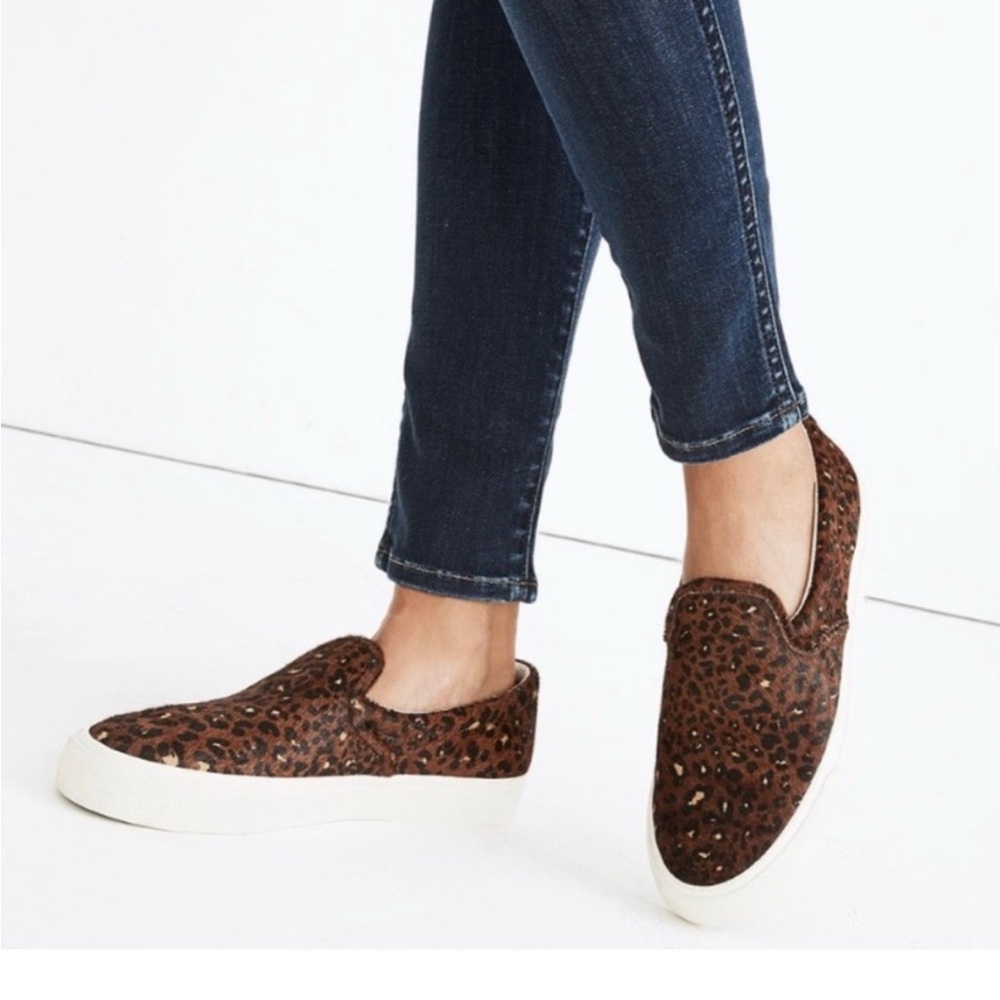 Madewell Sidewalk Slip-On Sneakers in mini leopard print calf hair